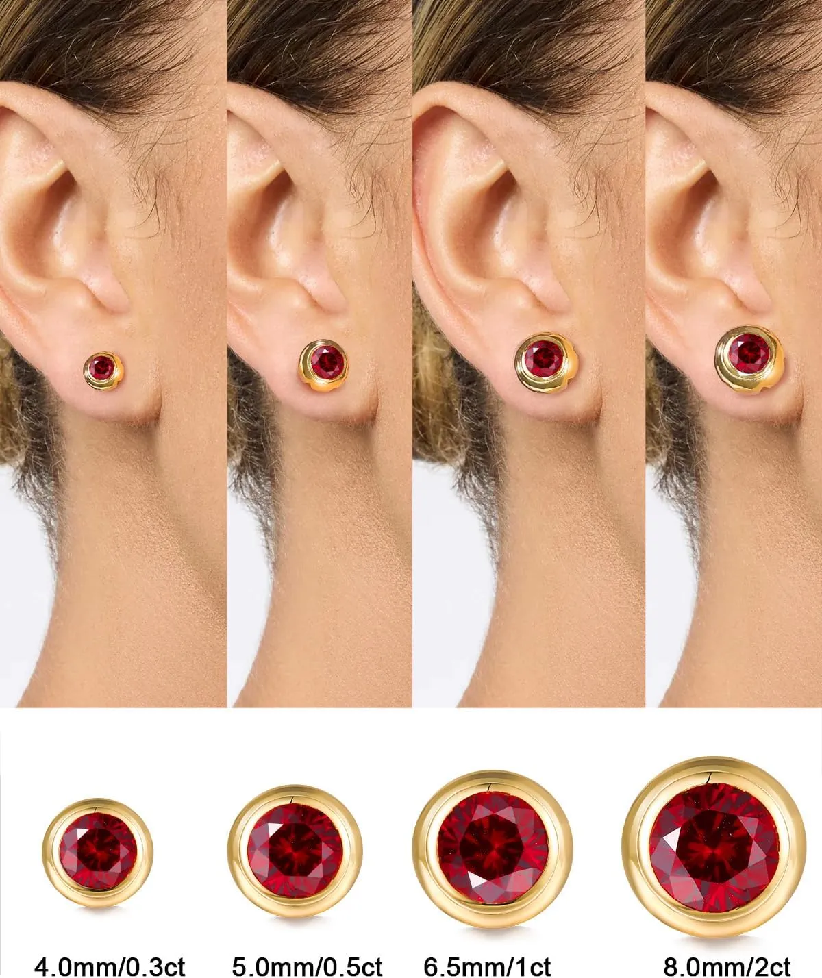 0.6-4CT Moissanite/Sapphire/Ruby/Emerald Sparkle Stud Earrings for Women, Solid 925 Sterling Silver, Hypoallergenic Anniversary Birthday Valentines Jewelry