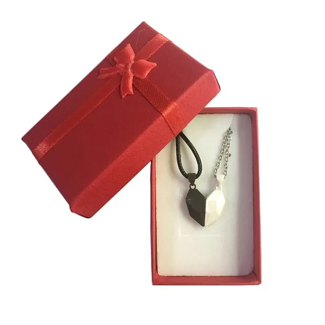 2pcs matching necklaces for couples Magnetic Lovers Heart necklaces Suction Wishing Stone