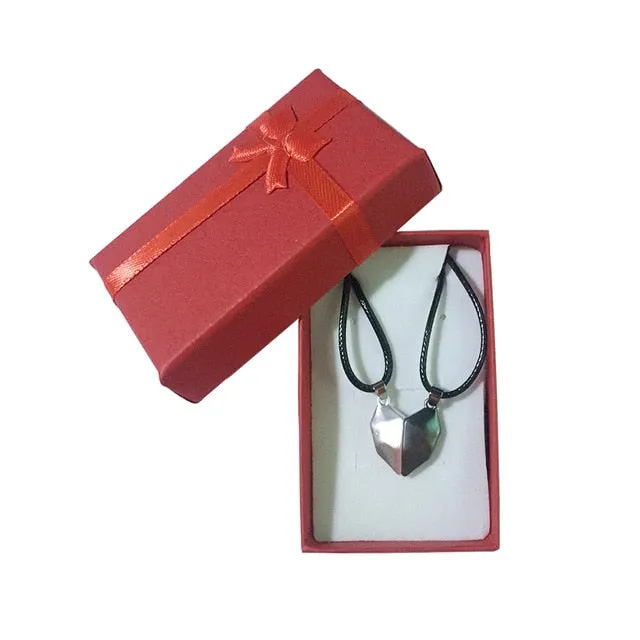 2pcs matching necklaces for couples Magnetic Lovers Heart necklaces Suction Wishing Stone