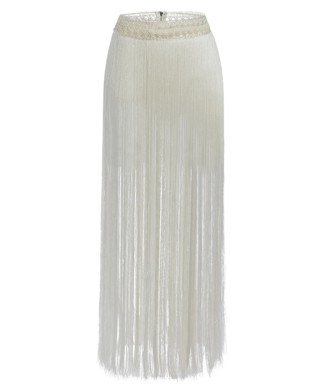 All-Over Fringe Maxi Skirt with Built-In Bottom