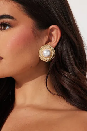 Ancient Aura Stud Earrings - Gold