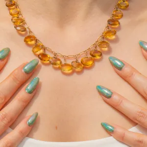 Antique 15ct Gold Citrine Fringe Necklace, 60.64ct