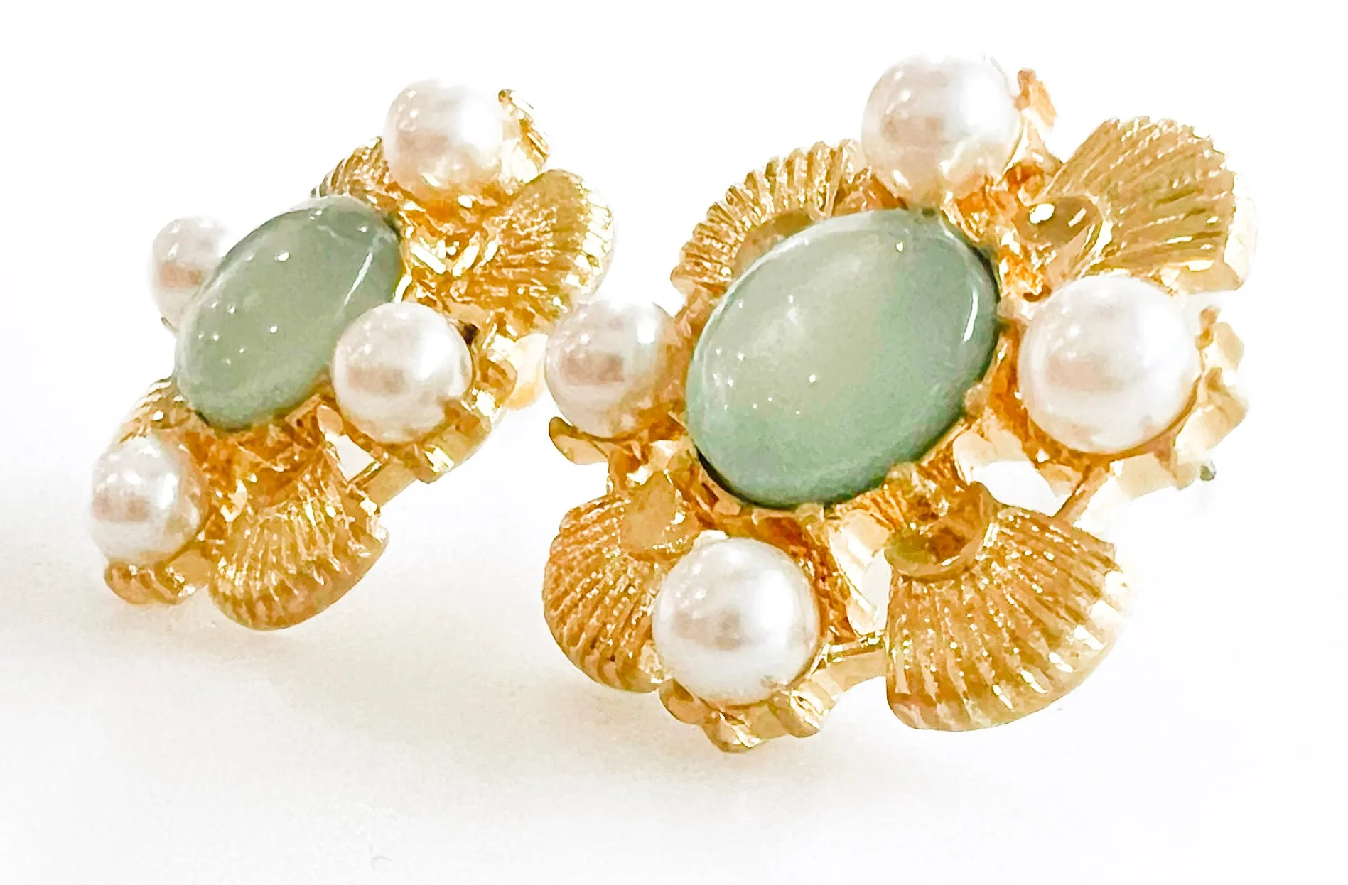 Antique Pearled Earrings - Sage
