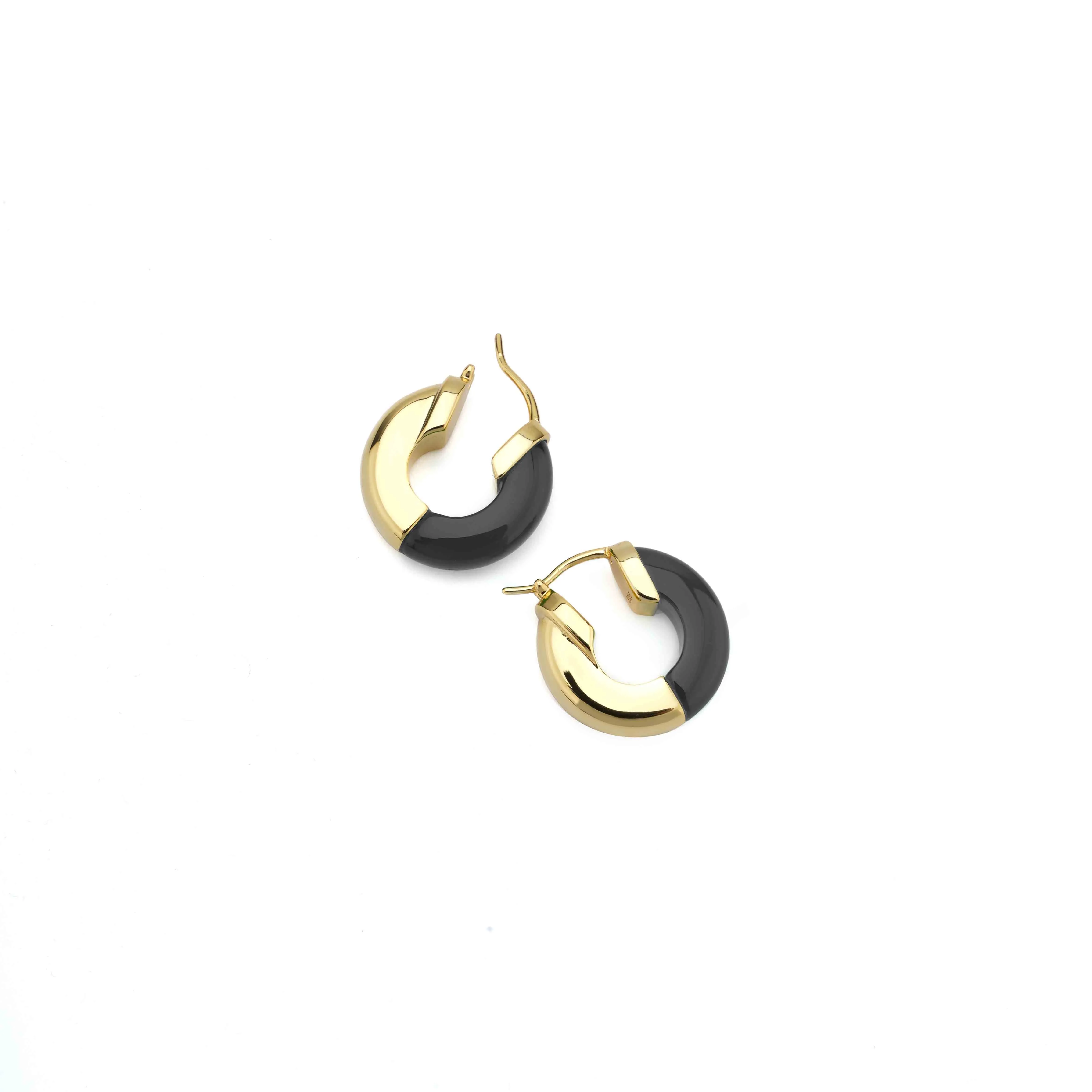 Black Agate Hoops