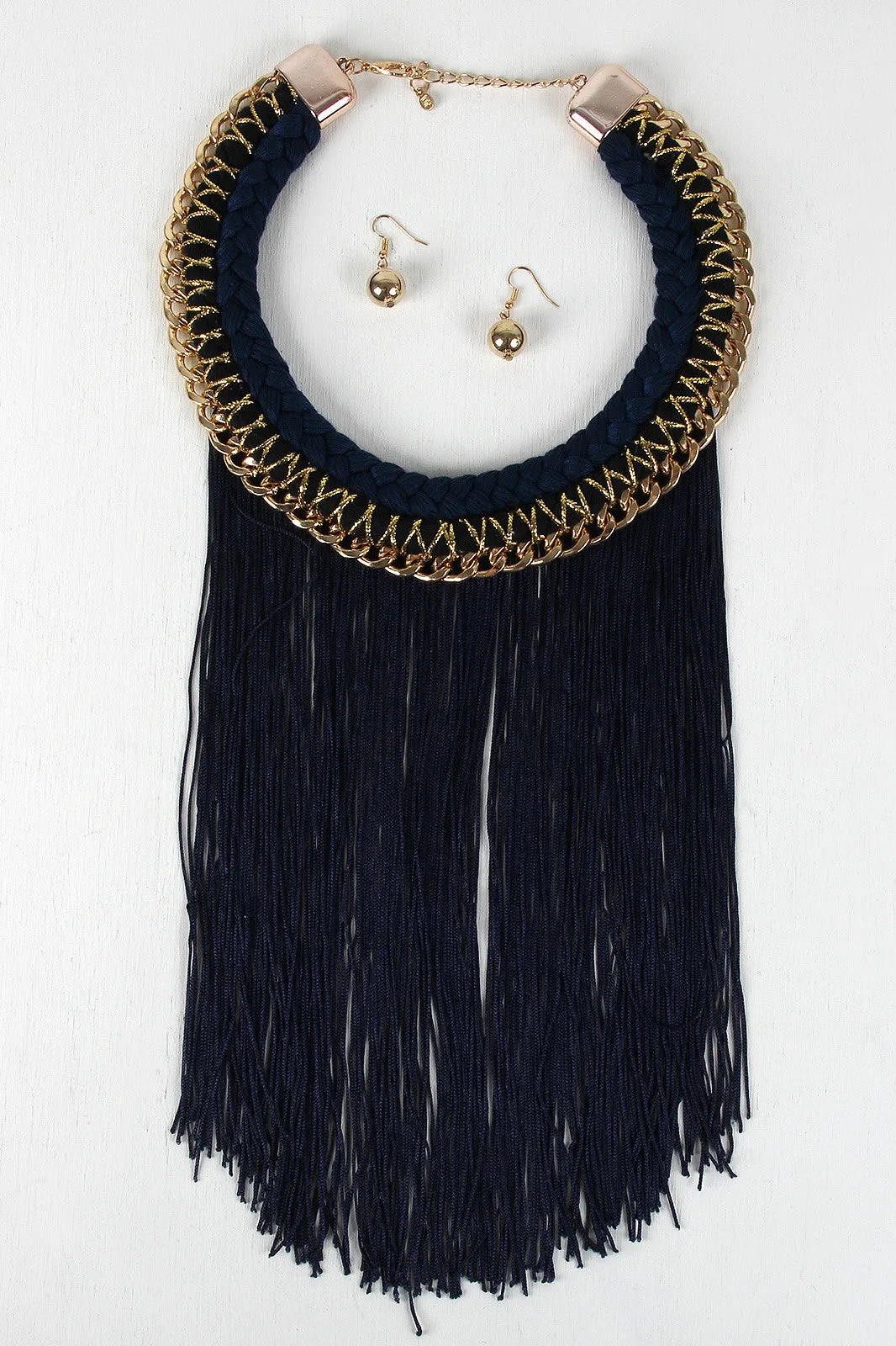 Braided Floss Curb Link Necklace