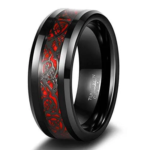 Celtic Dragon Men's 8mm Tungsten Wedding Band