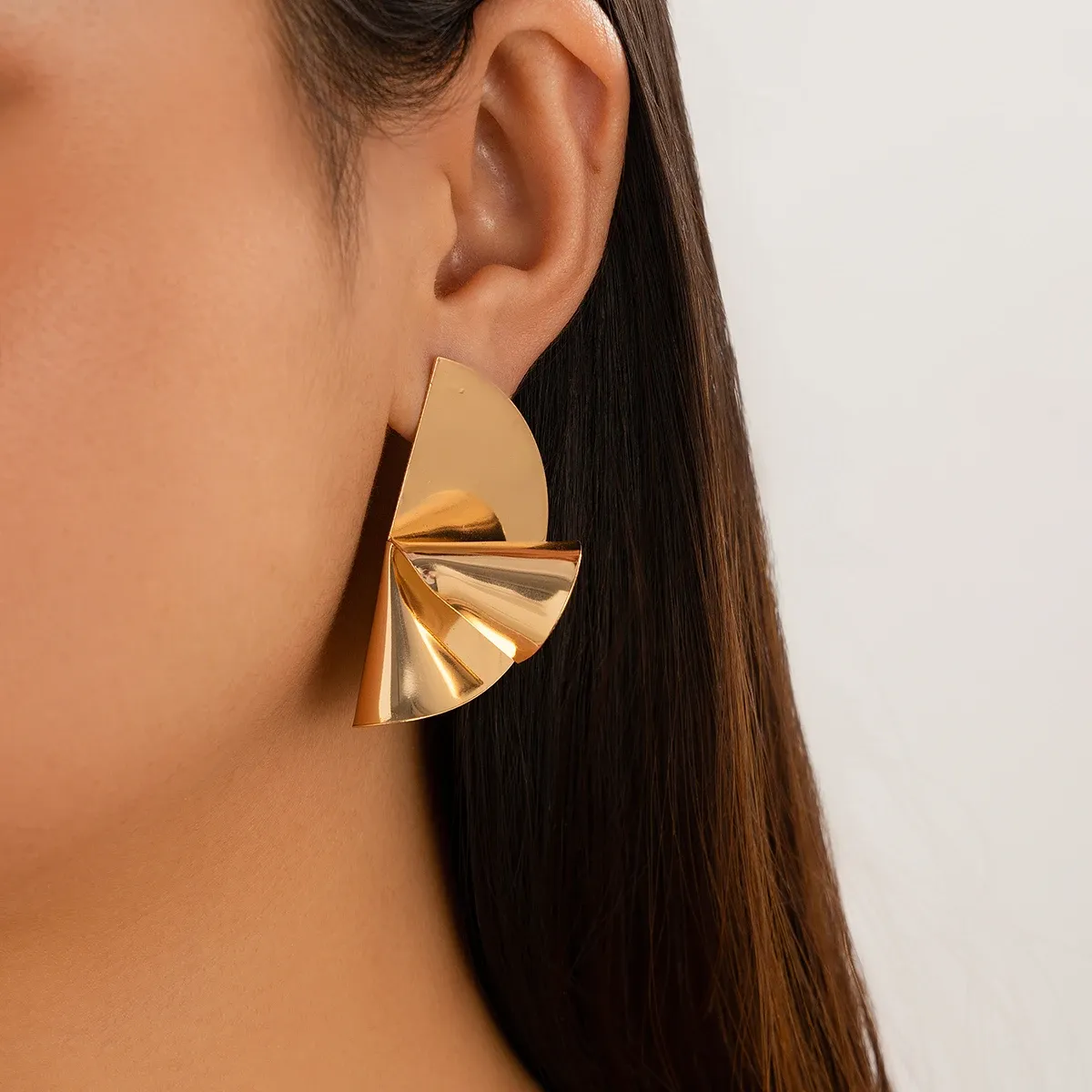 Creative Irregular Fan Shape Stud Earrings