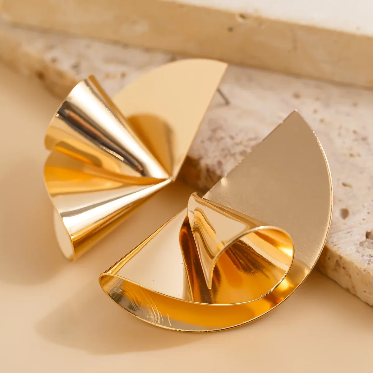 Creative Irregular Fan Shape Stud Earrings