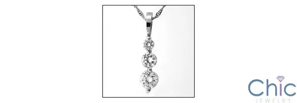 Cubic Zirconia Cz .85 TCW 3 Round Drop Pendant