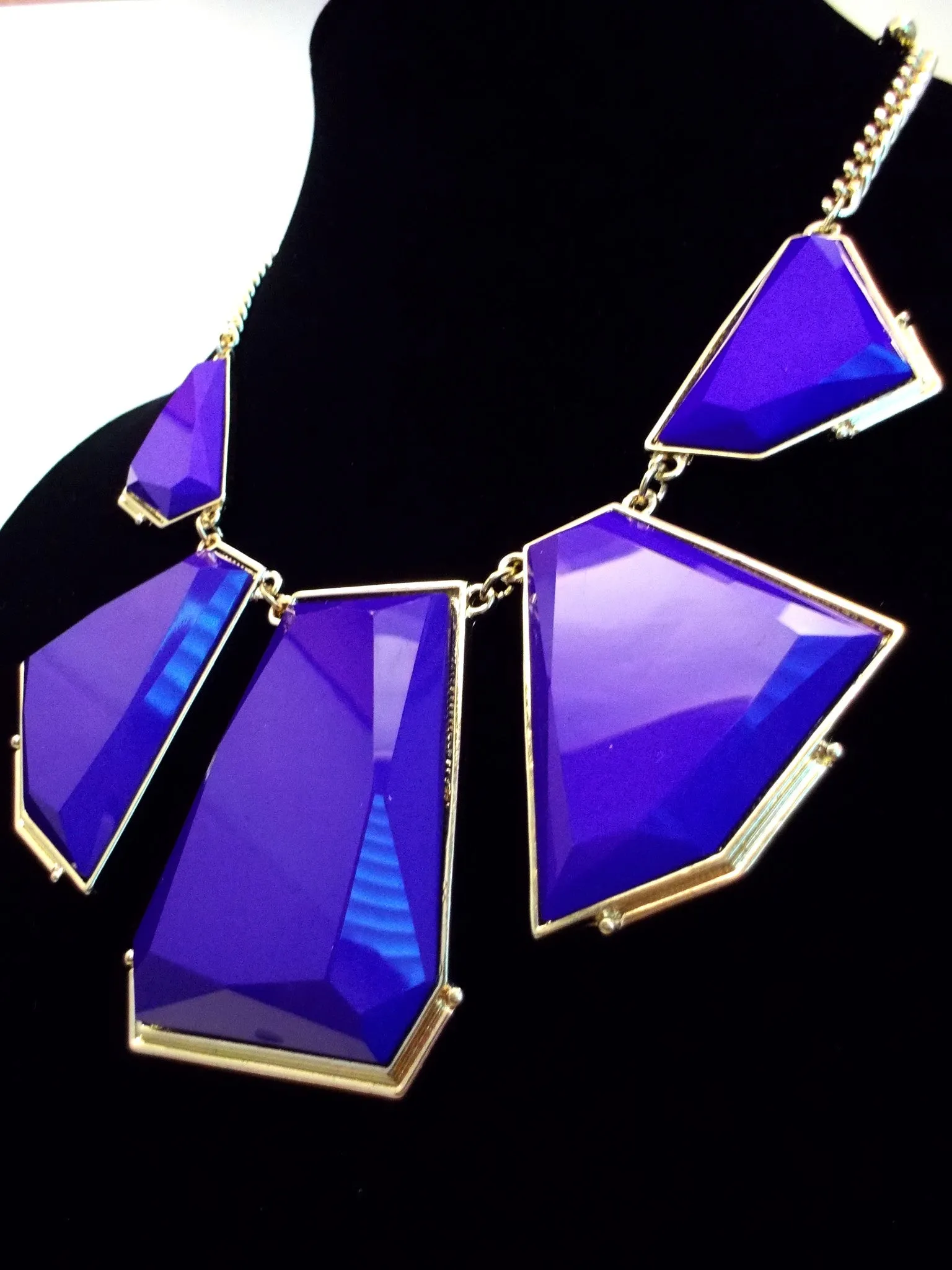 Deco Bib Statement Necklace- Purple
