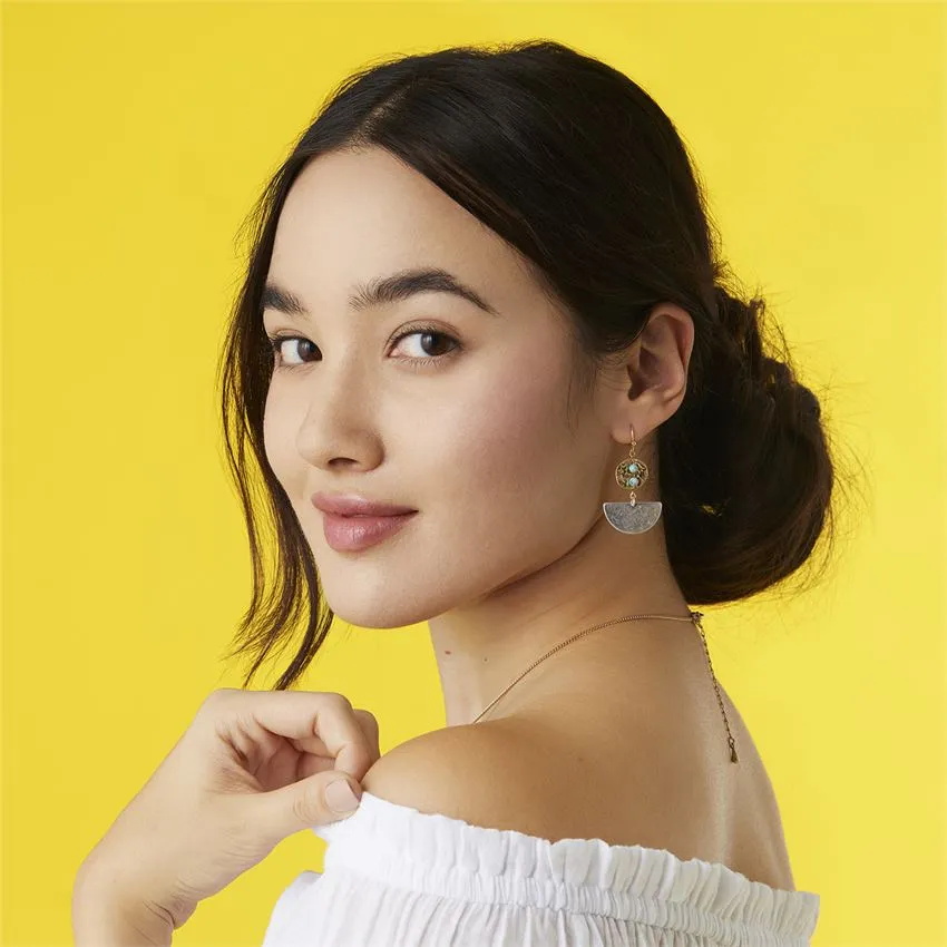 Duo Shape Mixed Metal Dangle Earrings