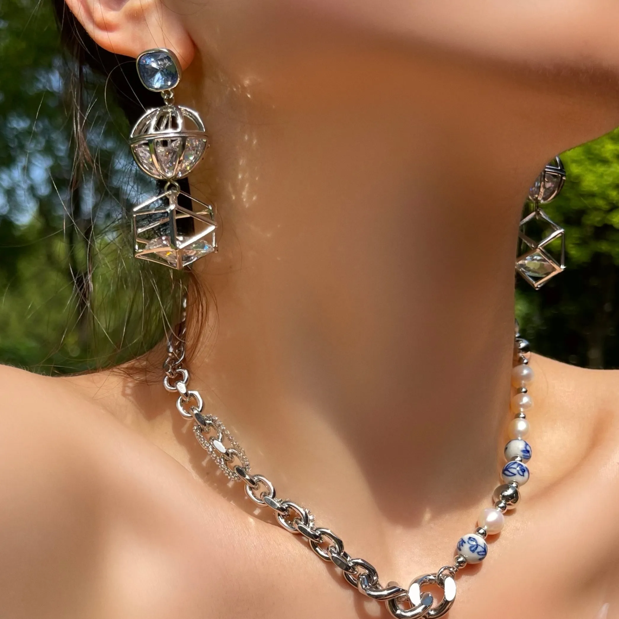 Geometric Crystal Earrings