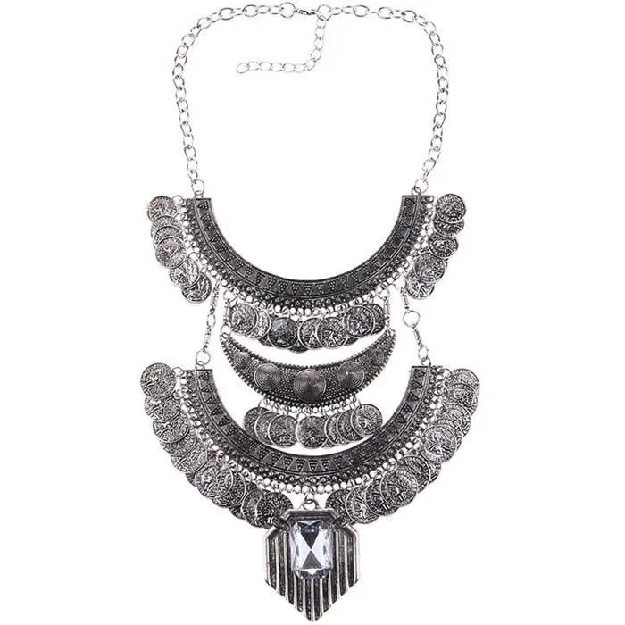Gold Coin Long Chain Tassel Necklace