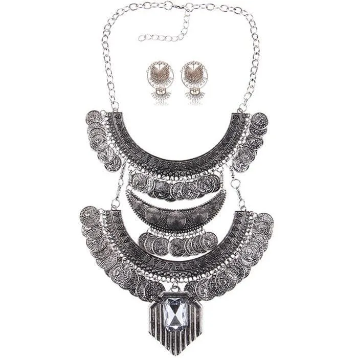 Gold Coin Long Chain Tassel Necklace