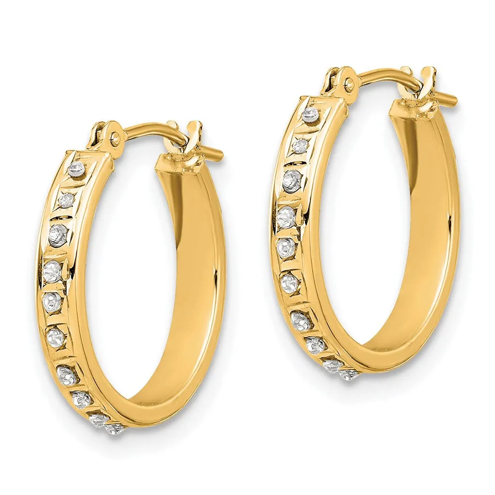 Gold Diamond Fascination Polished Hoop Earrings - Model DF345