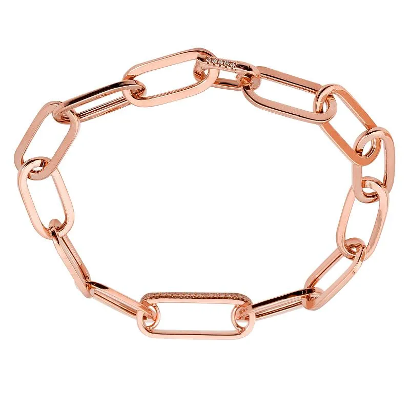 Gold Diamond Link Paper Clip Bracelet