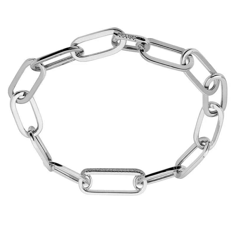 Gold Diamond Link Paper Clip Bracelet