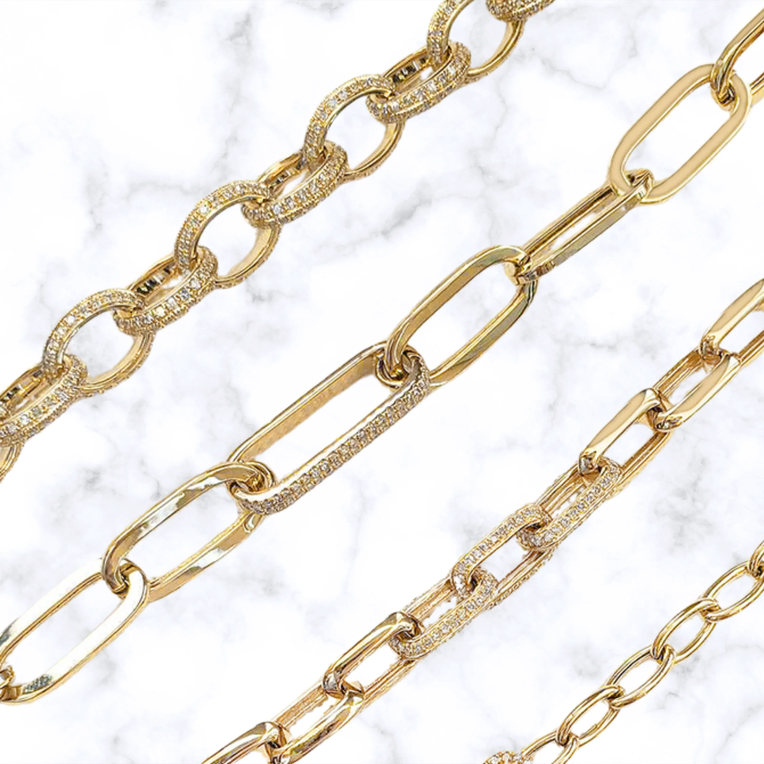 Gold Diamond Link Paper Clip Bracelet