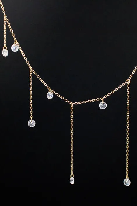 Golden Cascade Gem Necklace