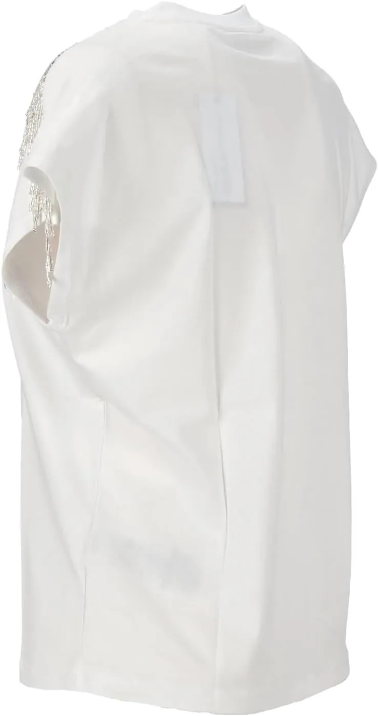 GUESS Women's Short Sleeve Royal Fringe Top
