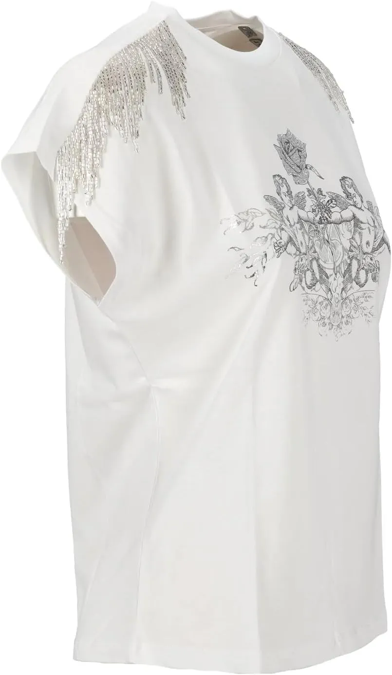 GUESS Women's Short Sleeve Royal Fringe Top