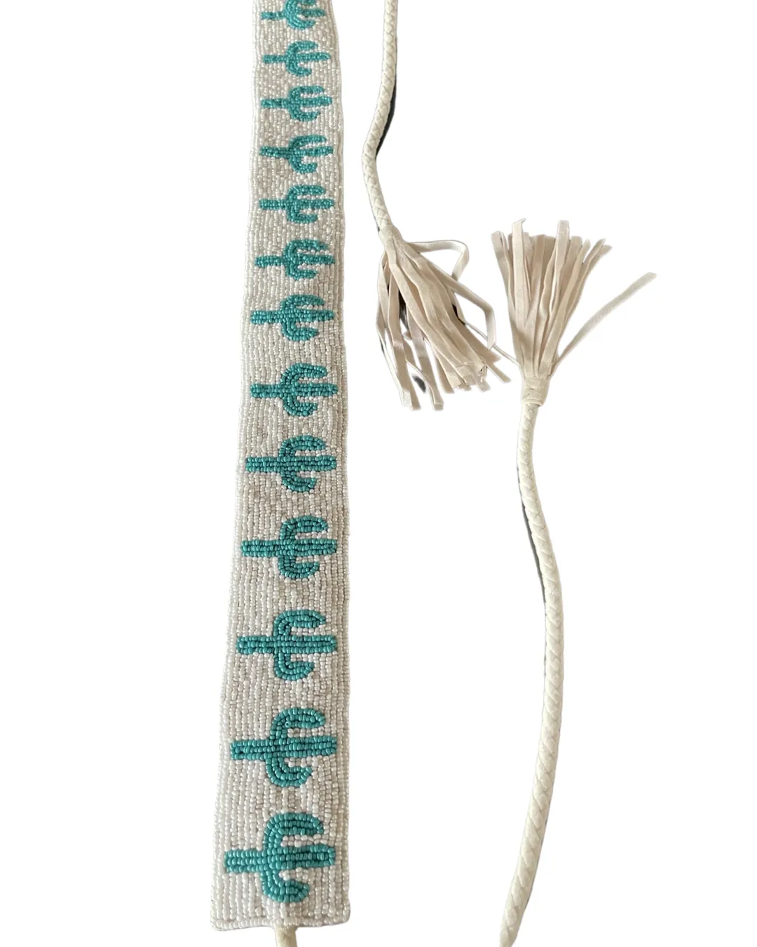 Hand beaded hat band or belt (cactus)