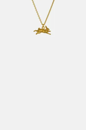 Leaping Rabbit Necklace Gold