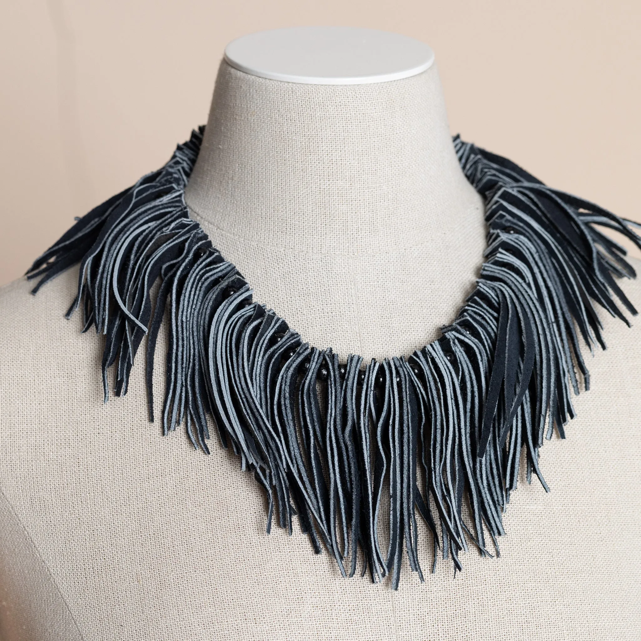 leather feather scarf necklace