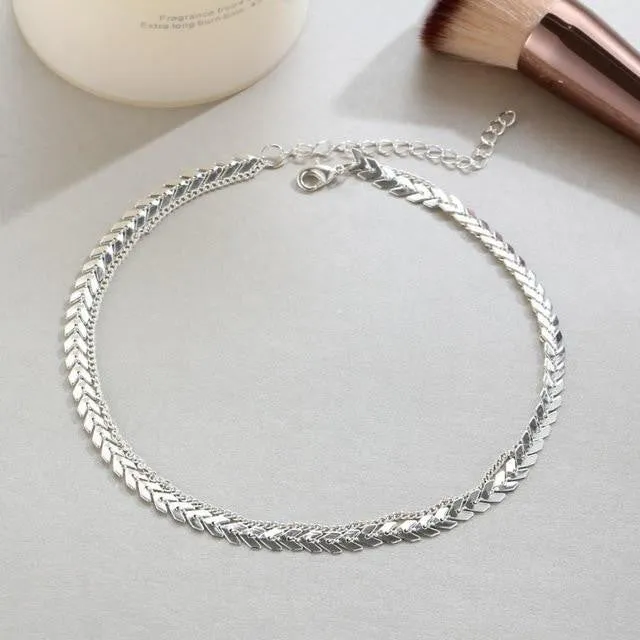 Long Dangle Fish Bone Necklace