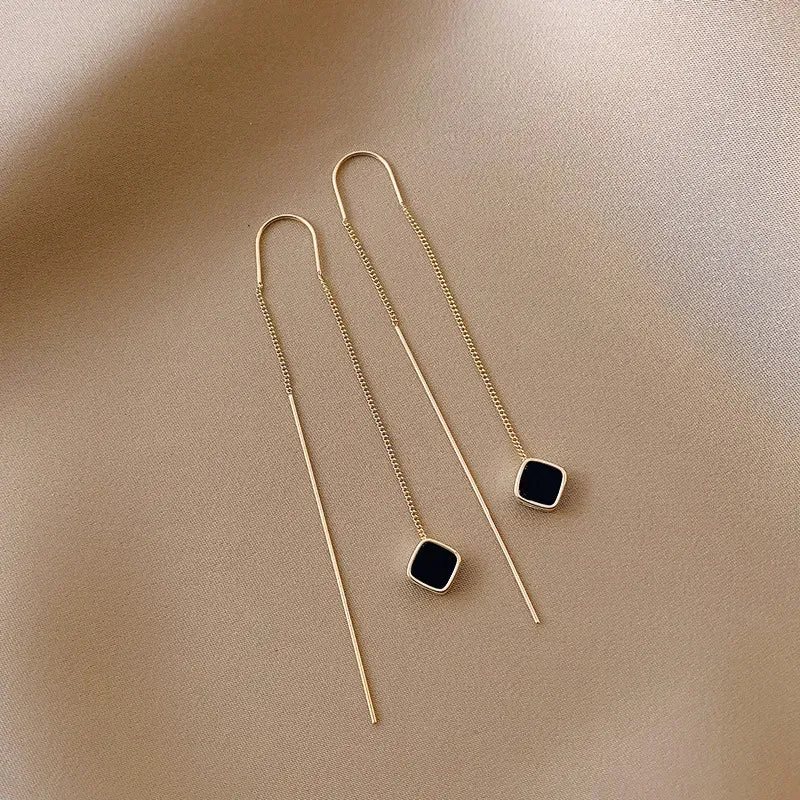 Long Wire Tassel women's Straight Hanging Earrings Jewelry*
