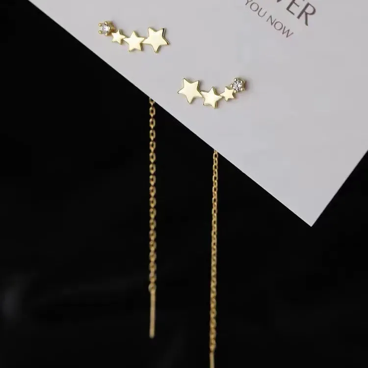 Long Wire Tassel women's Straight Hanging Earrings Jewelry*