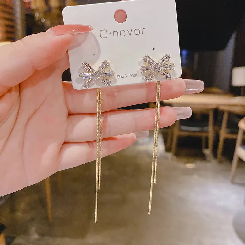 Long Wire Tassel women's Straight Hanging Earrings Jewelry*