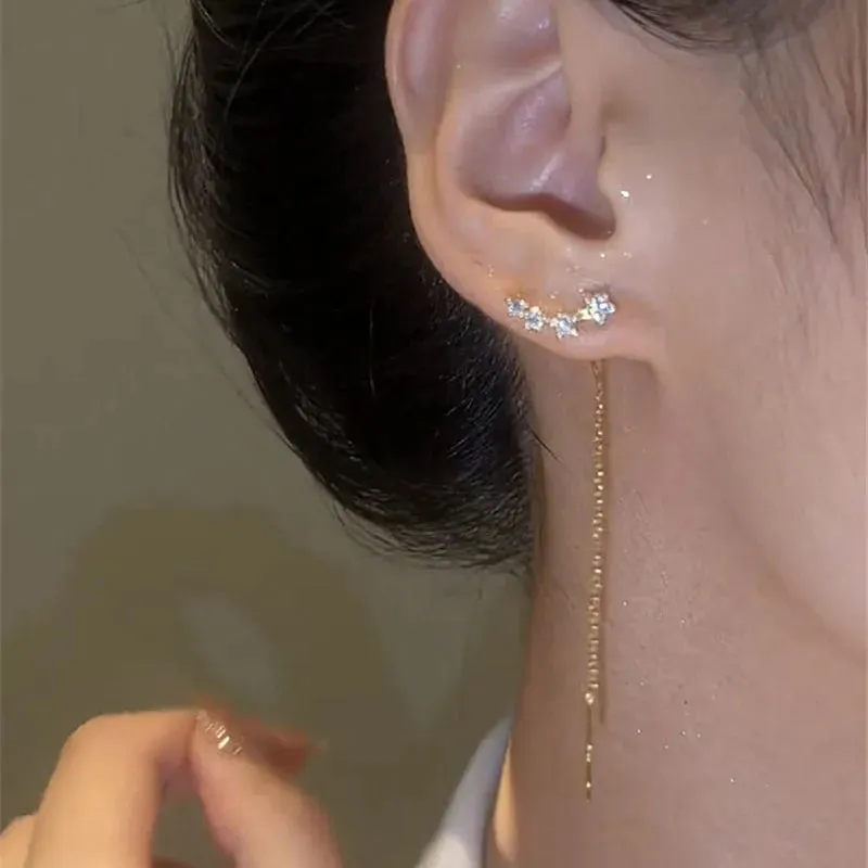 Long Wire Tassel women's Straight Hanging Earrings Jewelry*