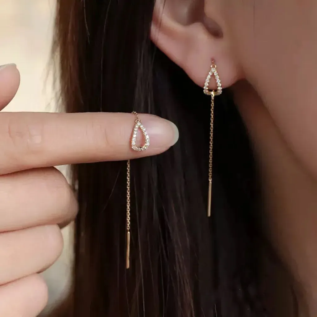 Long Wire Tassel women's Straight Hanging Earrings Jewelry*