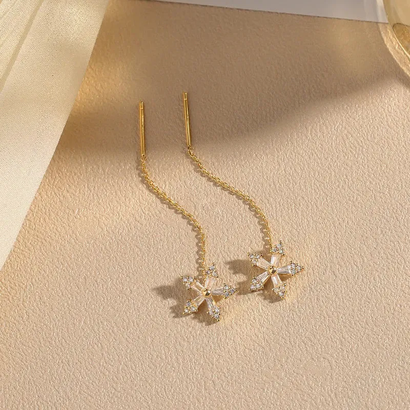 Long Wire Tassel women's Straight Hanging Earrings Jewelry*