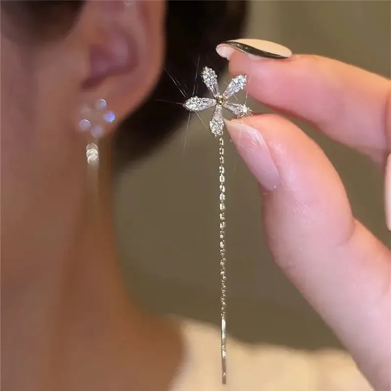 Long Wire Tassel women's Straight Hanging Earrings Jewelry*
