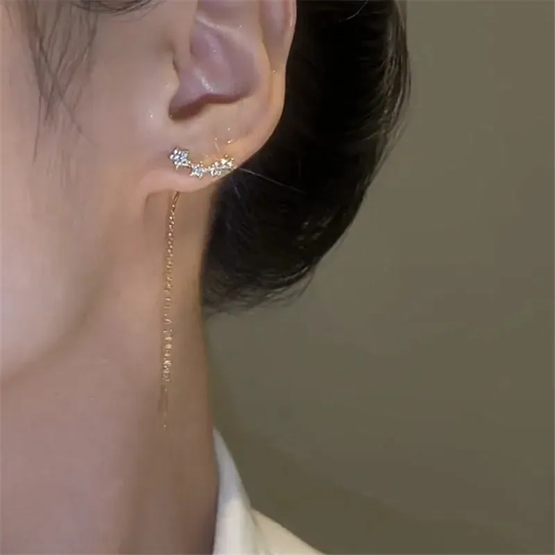 Long Wire Tassel women's Straight Hanging Earrings Jewelry*
