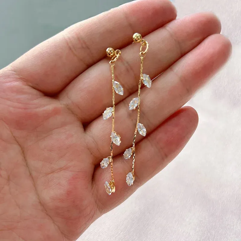 Long Wire Tassel women's Straight Hanging Earrings Jewelry*