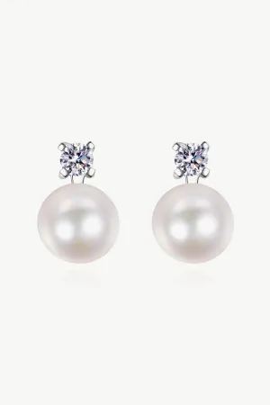 Moissanite Pearl Stud Earrings