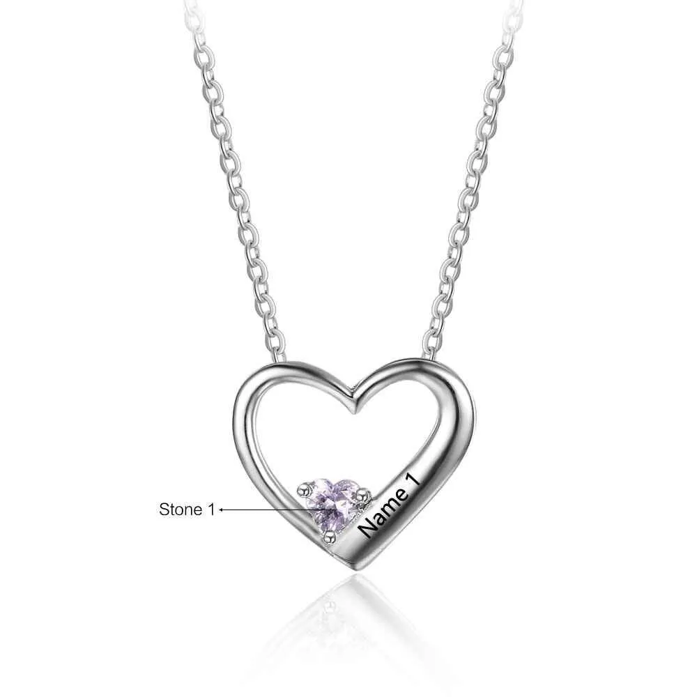 Personalized 925 Sterling Silver DIY Birthstone Necklace Pendant Engraved