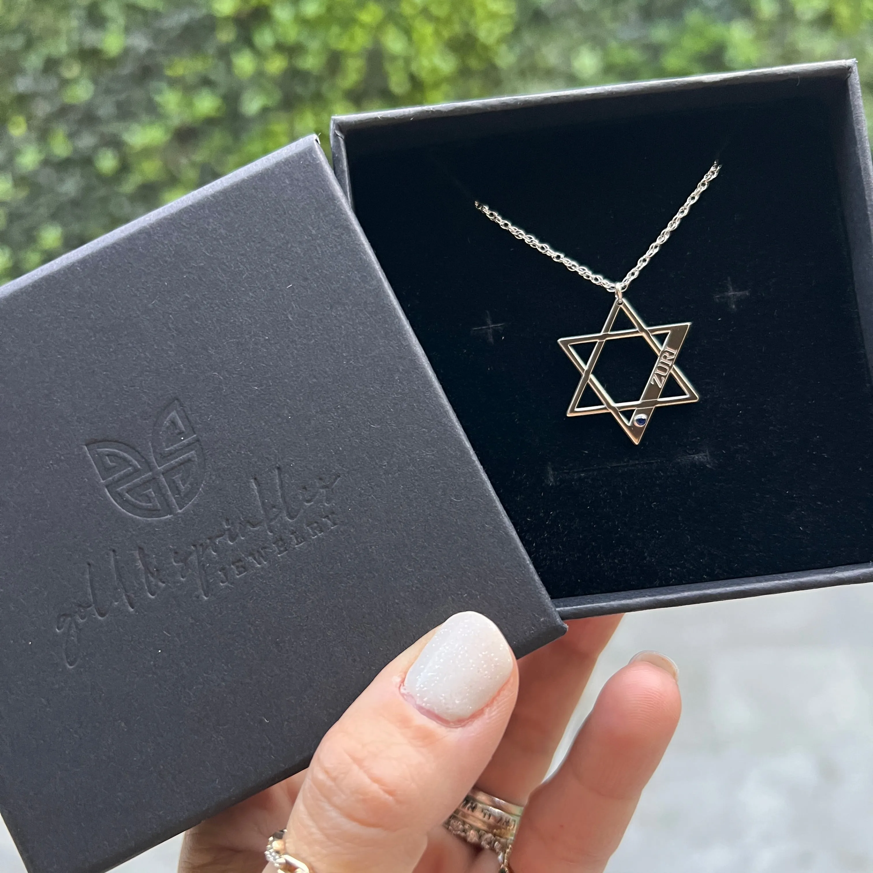 Personalized Birthstone Star of David Necklace