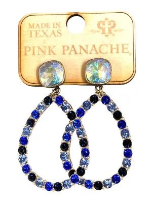 Pink Panache Mixed Blue Teardrop Earrings with Austrian Crystal Stud