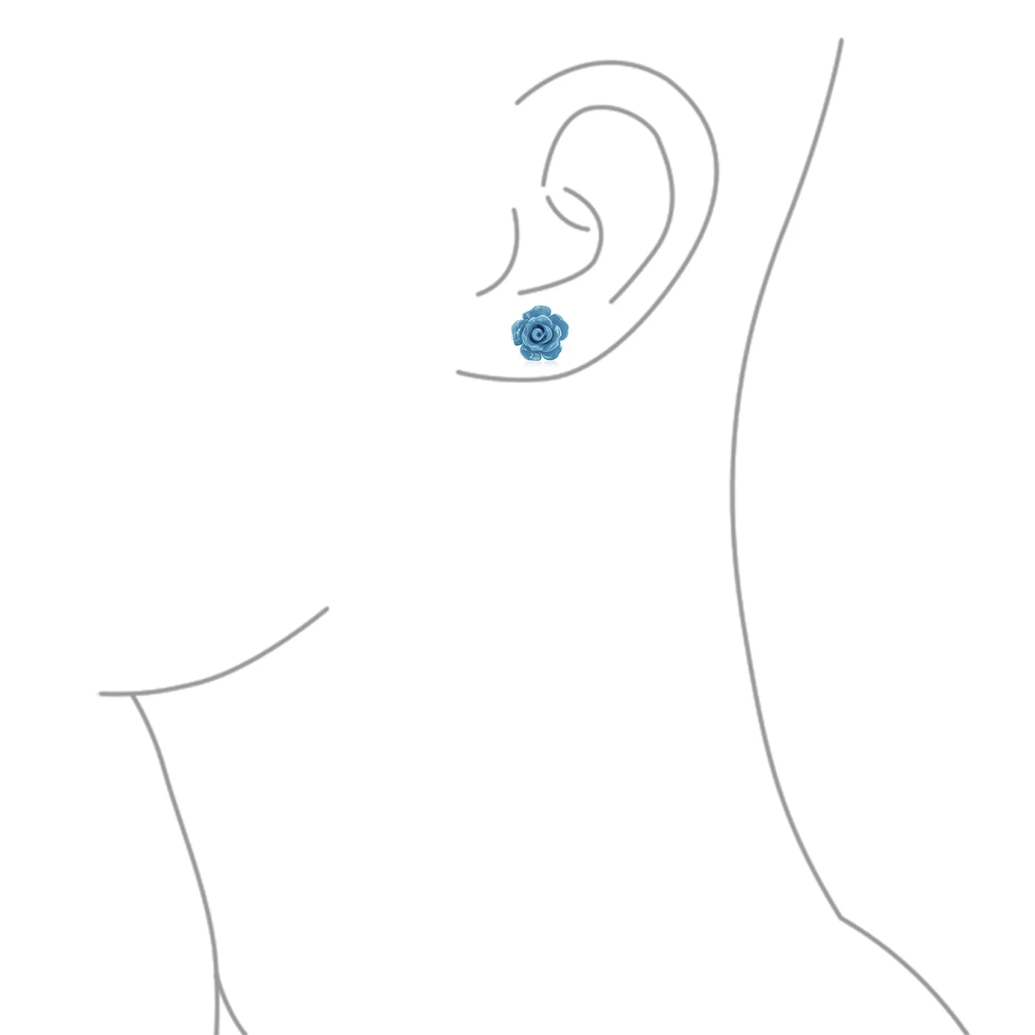 Romantic 3D Carved Rose Flower Post Stud Earrings in Various Colors, 10MM Lightweight