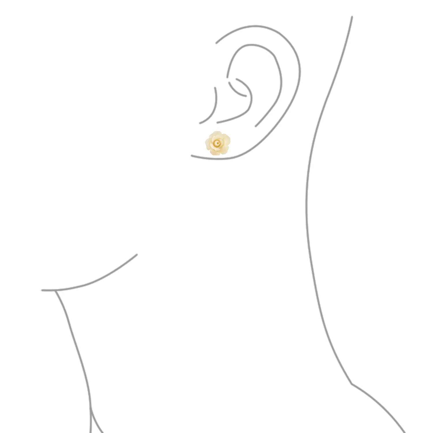 Romantic 3D Carved Rose Flower Post Stud Earrings in Various Colors, 10MM Lightweight
